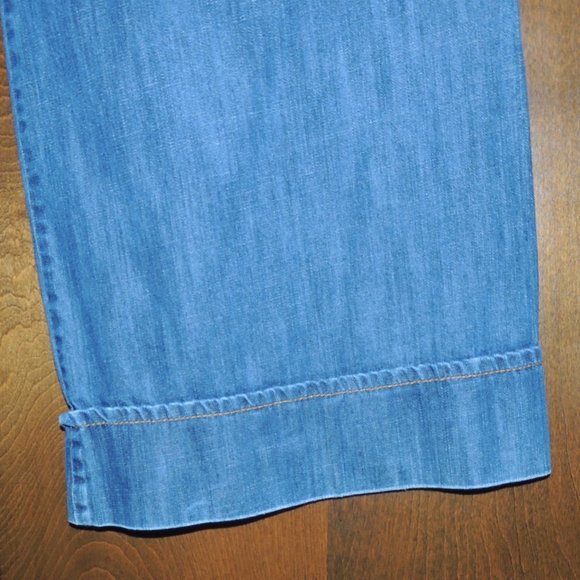 Ann Taylor LOFT - Button Tab, Cuffed Wide Leg Jeans in Saturated Rinse - Picture 7 of 7